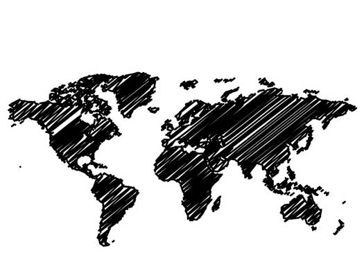 black and white world map mural