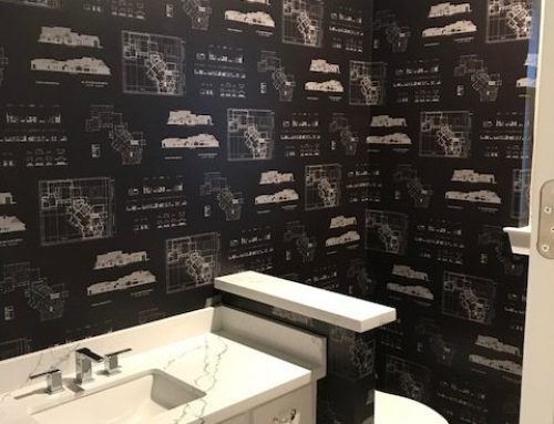 Custom Bathroom Wallpaper Using Architectural Plans